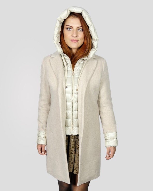 Manteau blanc en laine avec capuche femme MILESTONE Ref: MIU
