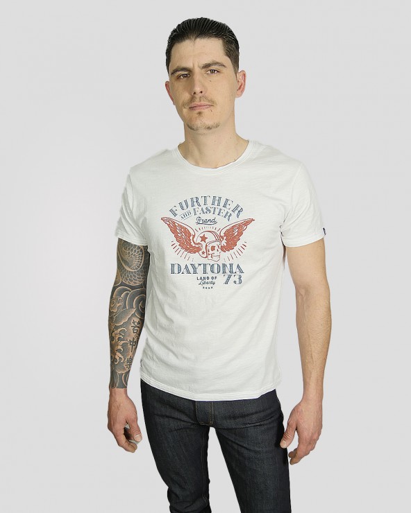 T-shirt blanc en coton homme DAYTONA Ref: FURTHER