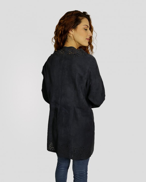 Veste reversible bleu en cuir de chevreau femme KAREN RITZI  ref : 59.EMMA1