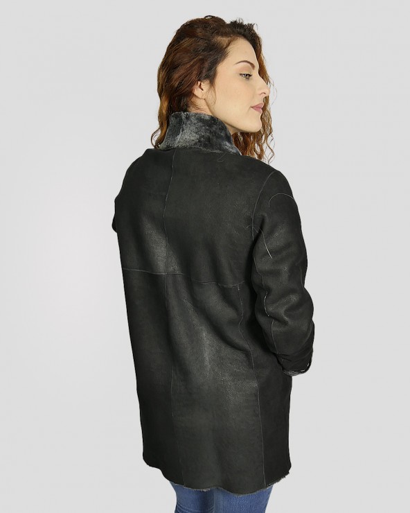 Manteau reversible en peaux lainées d'agneau femme PELLE XAVIER ref: SARA/L