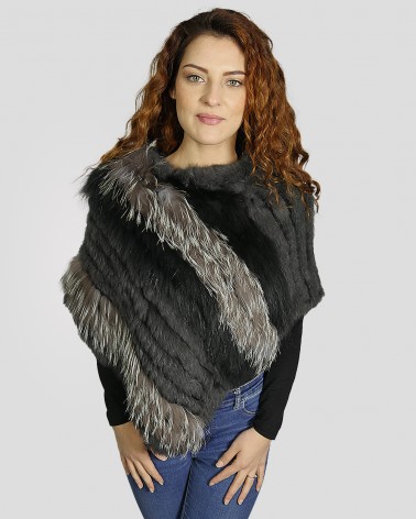 Poncho gris en fourrure tricoté femme OAKWOOD ref: KEYS