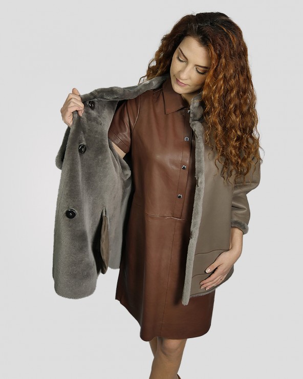 Veste oversize en peau lainée de mouton femme PELL XAVIER Ref: COLETTE