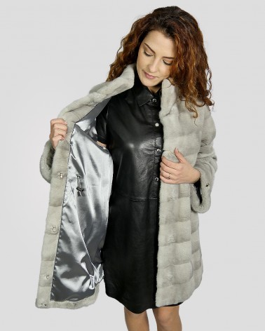 Manteau gris en fourrure de vison femme LEVINSKY Ref: ROSARIO